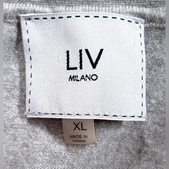 Liv Milano Gray Collared Rhinestone Sweater XL Lightweight Fairy Core Whimsigoth - Picture 3 of 5